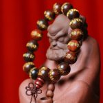 Buddha Stones Tibetan Rosewood Heart Sutra Engraved Cure Bracelet Bracelet BS 6