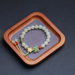 Buddha Stones 925 Sterling Silver Jade Luck Flower Butterfly Bracelet Bracelet BS 11