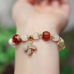 Buddha Stones Windmill Chinese Lock Charm Fu Character Blessing Bracelet Bracelet BS Windmill&Fu Character