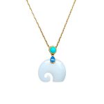 Buddha Stones White Jade Elephant Luck Fortune Necklace Pendant Necklaces & Pendants BS 7