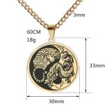 Buddha Stones Tiger Dragon Titanium Steel Chain Necklace Harmony Pendant Necklaces & Pendants BS 8