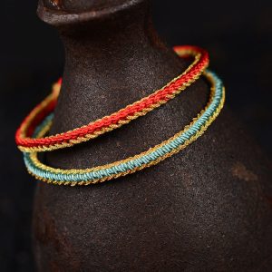Buddha Stones Two-Color Rope Handcrafted Eight Thread Peace Knot Bracelet Bracelet BS main