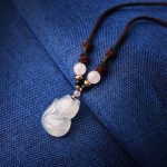 Buddha Stones Chalcedony Fox Pink Crystal Bead Harmony String Necklace Pendant