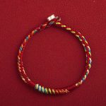 Buddha Stones "May You Be Safe And Lucky In The Year Ahead" Multicolored Bracelet Bracelet BS Red Five Color Thread 19cm 925 Silver Buckle