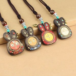 Tibet Ebony Five God of Wealth Thangka Necklace Pendant Necklaces & Pendants BS main