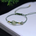 Buddha Stones 925 Sterling Silver Hetian Jade Double Peace Buckle Luck Braided Bracelet Bracelet BS 3