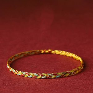 Buddha Stones Handmade Multicolored Dragon Scale Pattern Braid String Bracelet Bracelet BS 19cm
