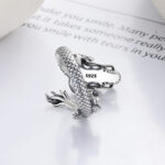 Buddha Stones Vintage 925 Sterling Silver Year Of The Dragon Design Luck Metal Ring Ring BS 4