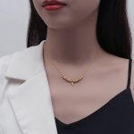Buddha Stones Golden Bamboo Pattern Titanium Steel Wealth Necklace Pendant Necklaces & Pendants BS 5