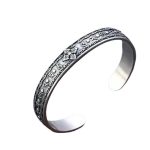 Buddha Stones 925 Sterling Silver Om Mani Padme Hum Double Dorje Engraved Wisdom Cuff Bracelet Bangle Bracelet Bangle BS 14