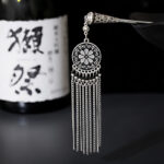 Buddha Stones Water Drop Lily of the Valley Flowers Tassels Confidence Hairpin Hairpin BS Round Tassel-Black