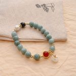 Buddha Stones Natural Jade Red Agate Pearl Bow Tie Luck Bracelet Bracelet BS Jade Beads Bow Tie Bracelet(Wrist Circumference: 14-16cm)