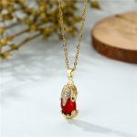 Buddha Stones Natural Garnet Pixiu Fortune Necklace Necklaces & Pendants BS 2
