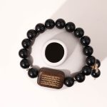 Buddha Stones Ebony Wood Scripture Engraved Peace Bracelet Bracelet BS 2