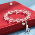 Buddha Stones White Crystal Pink Crystal Protection Star Charm Bracelet 4