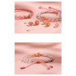 Buddha Stones Natural Gradient Agate Reincarnation Knot Peach Blossom Wealth Luck Handmade String Bracelet Bracelet BS 6