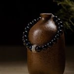 Buddha Stones Chinese Zodiac Natal Buddha 925 Sterling Silver Black Obsidian Moonstone Strength Bracelet Bracelet BS 1