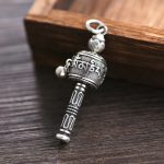 Buddha Stones Tibetan Om Mani Padme Hum Prayer Wheel Lotus Wisdom Rotatable Necklace Pendant Necklaces & Pendants BS 2