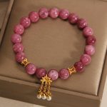 Buddha Stones Pink Tourmaline Lotus Flower Positive Bracelet Bracelet BS 3