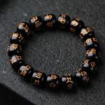 Buddha Stones Tibetan Ebony Wood Om Mani Padme Hum Engraved Peace Bracelet Bracelet BS 1