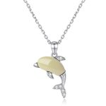 Buddha Stones 925 Sterling Silver Cute Dolphin Hetian Jade Red Agate Luck Necklace Pendant Ring Earrings Set Bracelet Necklaces & Pendants BS 3