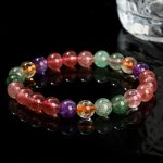 Buddha Stones Natural Multicolored Strawberry Quartz Love Healing Beaded Bracelet Bracelet BS 4