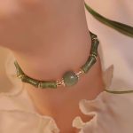Buddha Stones 14K Copper Plated Peridot Hetian Jade Bamboo Pattern Luck Bracelet Bracelet BS 3