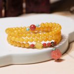 Buddha Stones Amber Healing Balance Necklace Flower Charm Bracelet Bracelet Necklaces & Pendants BS 1