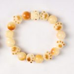 Buddha Stones Natural Bodhi Seed Sandalwood Lucky Cute Cat Head Paw Claw Peace Bracelet Bracelet BS Bodhi Seed Cat Paw(Wrist Circumference 14-17cm)