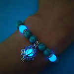 Buddha Stones Tibetan Turquoise Glowstone Luminous Bead Lotus Protection Bracelet Bracelet BS 8