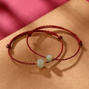 Buddha Stones 925 Sterling Silver Plated Gold Hetian Jade Lotus Luck Red String Bracelet Bracelet BS main