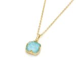 Buddha Stones 925 Sterling Silver Plated Gold Turquoise Protection Ring Earrings Necklace Pendant Set Bracelet Necklaces & Pendants BS Necklace