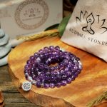 Buddha Stones Natural Amethyst Purification Mala Bracelet Bracelet BS 3