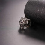Buddha Stones Men's Animal Tiger Head Titanium Steel Balance Calm Punk Rock Biker Ring Ring BS 17