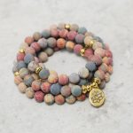 Buddha Stones 108 Mala Beads Picasso Jasper Stone Courage Energy Bracelet Mala Bracelet BS 2