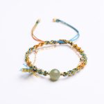 Buddha Stones Handmade Colorful Rope Luck Jade Bead Abundance Double Layer Bracelet Bracelet BS 6