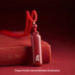 Buddha Stones Chinese Zodiac Natal Buddha Cinnabar Amulet Protection String Necklace Pendant Necklaces & Pendants BS Red Dragon/Snake-Samantabhadra Bodhisattva