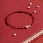 Buddha Stones 925 Sterling Silver Three Beads Protection String Bracelet Anklet Bracelet Anklet BS 5