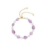 Buddha Stones Amethyst Pink Crystal Black Rutilated Quartz Spiritual Awareness Bracelet Bracelet BS 5