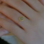 Buddha Stones 14K Gold Plated Round Jade Luck Prosperity Adjustable Ring Ring BS 6