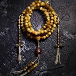 Buddha Stones 108 Mala Beads Natural Tiger Eye Copper Dorje Protection Tassel Bracelet Mala Bracelet BS 6mm Tiger Eye Copper Dorje