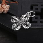 Buddha Stones 925 Sterling Silver Double Dorje Vajra Spiritual Strength Necklace Pendant Necklaces & Pendants BS 3