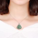 Buddha Stones 925 Sterling Silver Laughing Buddha Natural Jade Luck Prosperity Necklace Chain Pendant Necklaces & Pendants BS 7