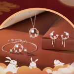 925 Sterling Silver Year of the Rabbit Moonstone Moon Flower Pattern Necklace Pendant Bracelet Earrings Necklaces & Pendants BS 9