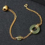 Buddha Stones Round Jade Peace Buckle Gourd Fu Character Auspicious Prosperity Chain Bracelet Bracelet BS 10