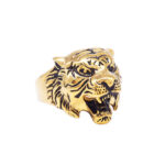 Buddha Stones Men's Animal Tiger Head Titanium Steel Balance Calm Punk Rock Biker Ring Ring BS 22