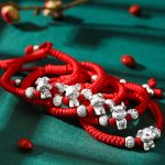 Buddha Stones 999 Sterling Silver Chinese Zodiac Red Rope Luck Handcrafted Kids Bracelet Bracelet BS 26