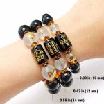 Buddha Stones Chinese Zodiac Feng Shui Obsidian Five-Element Wealth Porsperity Bracelet Bracelet BS 13