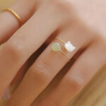 Buddha Stones Tridacna Stone Cat Head Jade Bead Blessing Ring Ring BS 2