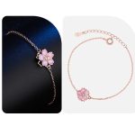 Buddha Stones 925 Sterling Silver Cherry Blossom Blessing Chain Bracelet Rotatable Ring Bracelet BS 11